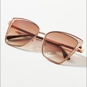Anthropologie EVAN SQUARE SUNGLASSES - rose gold frame w/ brown gradient lenses